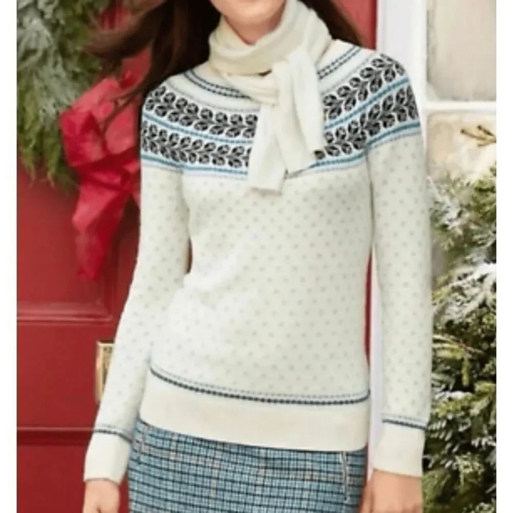 Talbots Tulip fairisle Nordic wool blend sweater large
